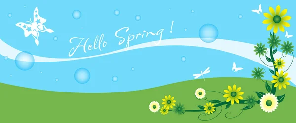 Spring greeting with flowers — Stock Vector