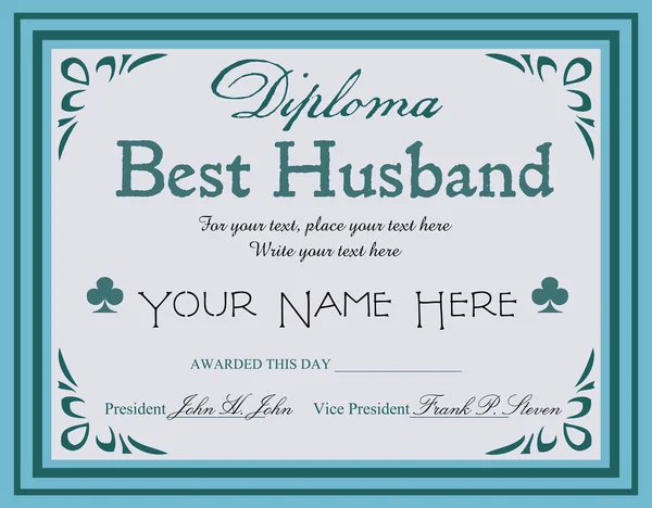 Best husband diploma — Stock Vector