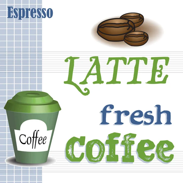 Latte modelo de café fresco — Vetor de Stock