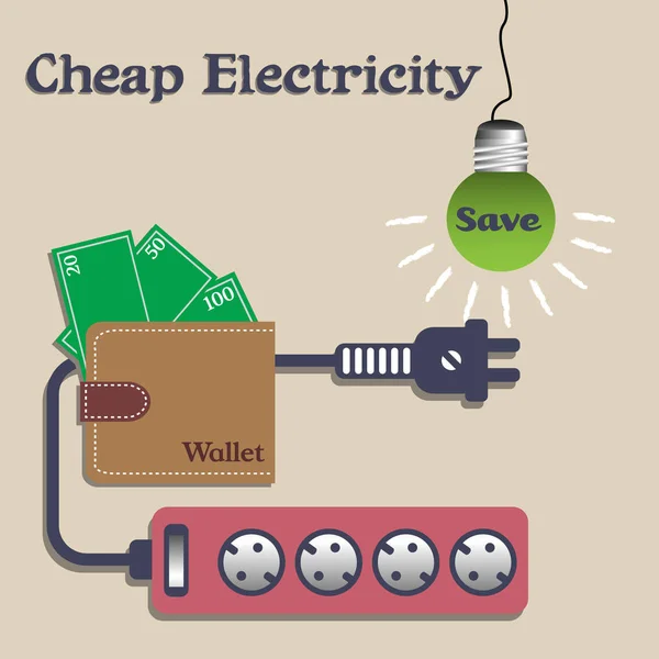 Concepto de electricidad barato — Archivo Imágenes Vectoriales