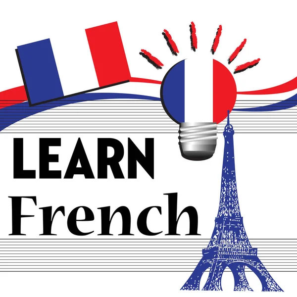 Aprenda a língua francesa — Vetor de Stock