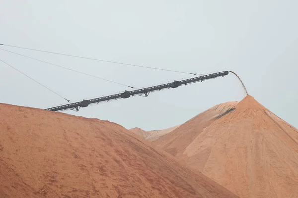 Dark Yellow Mountains Salt Dumps Top Which Machine Extraction Salt — Stock Photo, Image