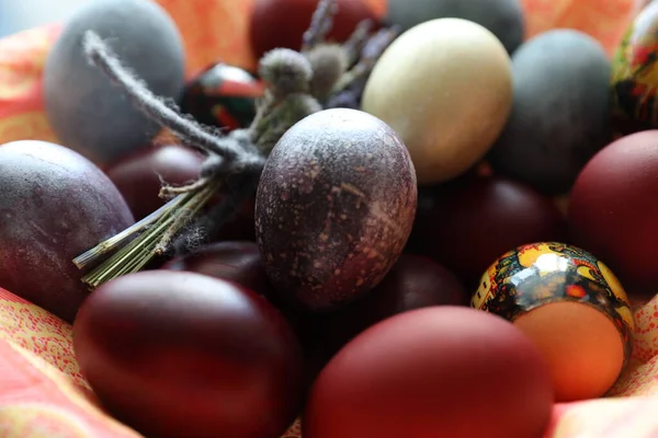 Easter eggs close-up. Concept of Orthodox holidays