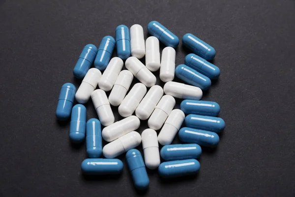 Lots White Blue Pills — Stock Photo, Image