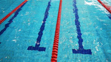 Yüzücüler için ayrı şeritleri olan umumi yüzme havuzu