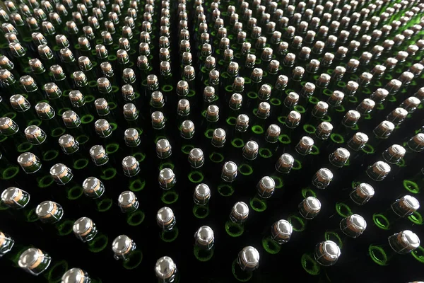 Вид Зверху Пляшки Шампанського Закриті Пробками — стокове фото