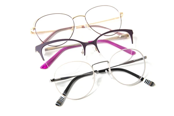 Três Pares Quadros Óculos Moda Isolados — Fotografia de Stock