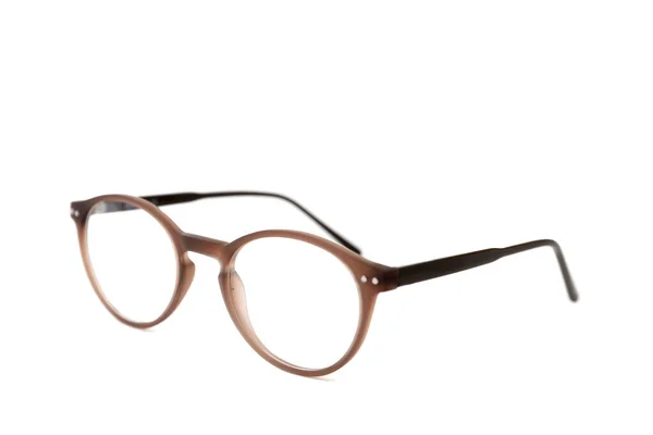 Molduras Óculos Plástico Castanho Isolados — Fotografia de Stock