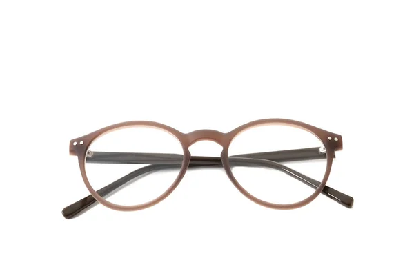 Montures Lunettes Plastique Marron Isolé — Photo