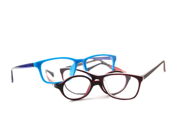 Drie Paar Kleurrijke Kinderbrillen Geïsoleerd — Stockfoto