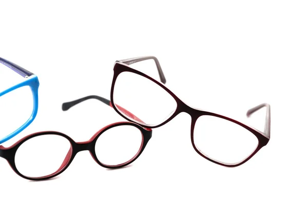 Tři Páry Barevných Dětských Brýlí Izolované — Stock fotografie
