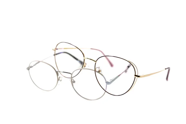Dva Páry Módních Kulatých Brýlových Obrouček Izolované — Stock fotografie