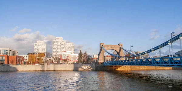 Wroclaw Lengyelország 2020 Február Grunwaldzki Híd Legtöbb Grunwaldzki Felfüggesztés Híd — Stock Fotó