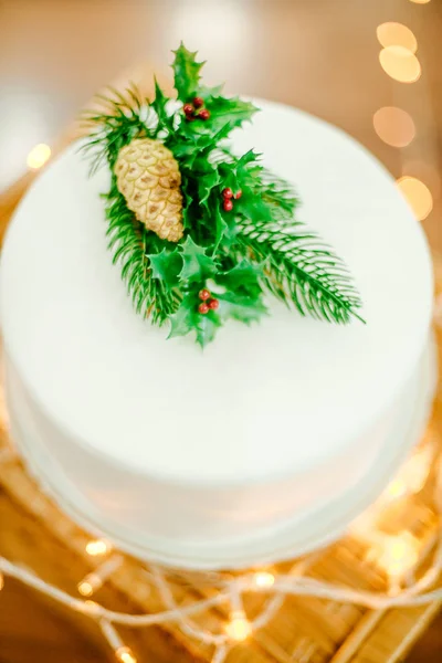 Аппетитный торт на Новый год и Рождество — стоковое фото