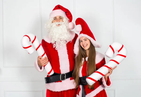 Papai Noel Terno Vermelho Clássico Com Uma Barba Branca Com — Fotografia de Stock