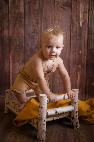 Das Kleine Süße Kleinkind Mit Blonden Haaren Spielt Mit Einem — Stockfoto