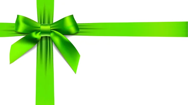 Tarjeta de felicitación con arco verde realista sobre fondo blanco — Vector de stock