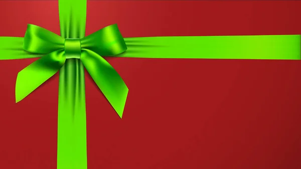 Carte de vœux avec arc vert réaliste sur fond rouge — Image vectorielle