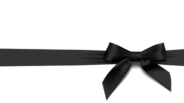 Tarjeta de felicitación con arco negro realista sobre fondo blanco — Vector de stock