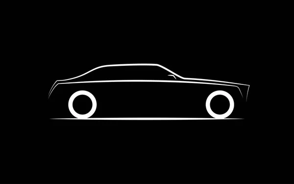 Silhouette of a luxury business car on a black background — Stock Vector