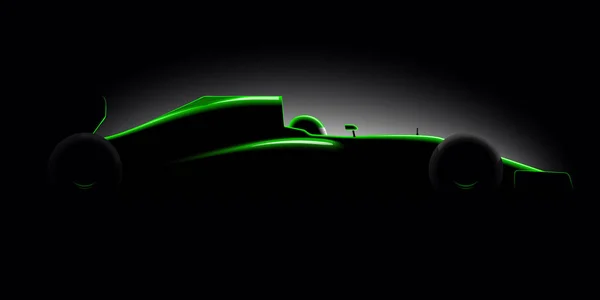 Realista estilo coche de carreras vista lateral en la oscuridad — Vector de stock