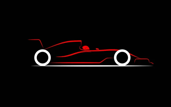 Tarz yarış araba yan görünüm içinde karanlık siluet — Stok Vektör