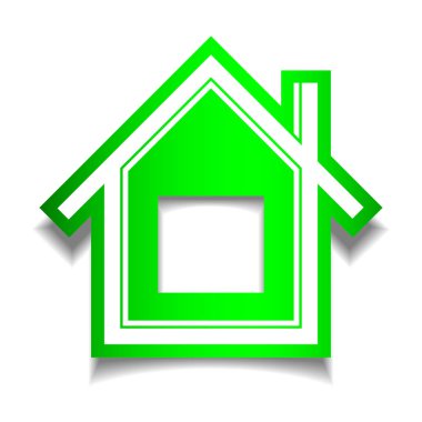 Kağıt bitti ve bir gölge ile basit bir yeşil ev kesmek