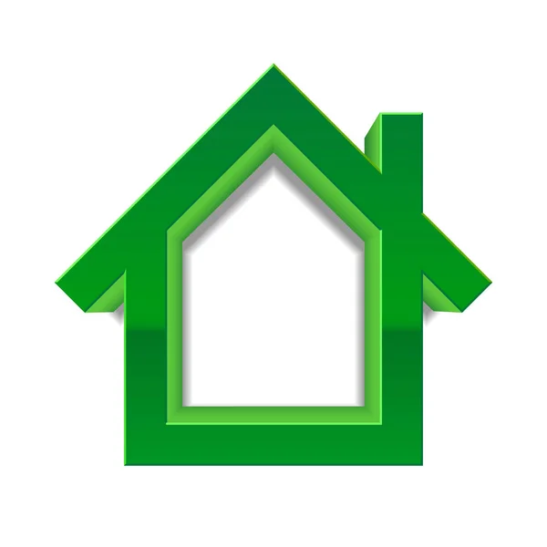 Pittogramma volumetrico semplice della casa verde con ombra — Vettoriale Stock
