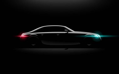 Gerçekçi iş lüks prestij araba karanlıkta yaktı