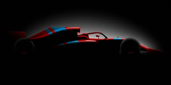 Realista estilo coche de carreras vista lateral en la oscuridad Ilustración de stock
