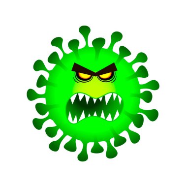 Dişleri olan şeytani koronovirüs molekülü