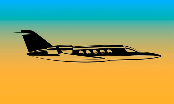 Dessin Simple Avion Jet Privé Contour Sur Fond — Image vectorielle