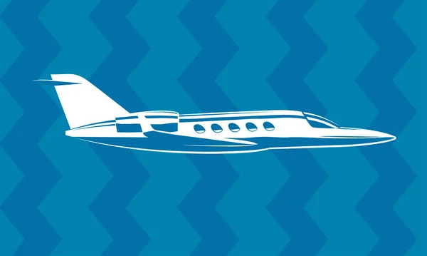 シンプルな図面背景にプライベートジェット飛行機を輪郭を描く — ストックベクタ