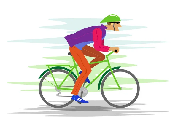 Велосипедист Велосипеде Едет Быстро — стоковый вектор