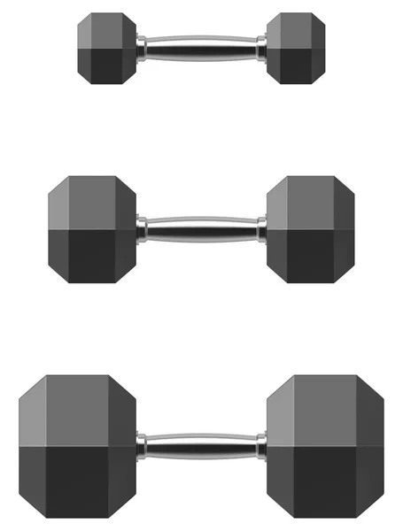 Hexagonal dumbbell set isolated on white background — Stock Vector