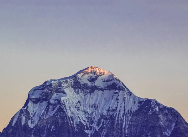 Hermosa y asombrosa montaña cubierta de nieve con cielo azul — Foto de Stock