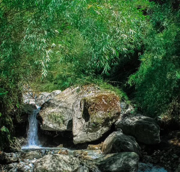 Water Streaming Like a Waterfall on the Mountain — 스톡 사진