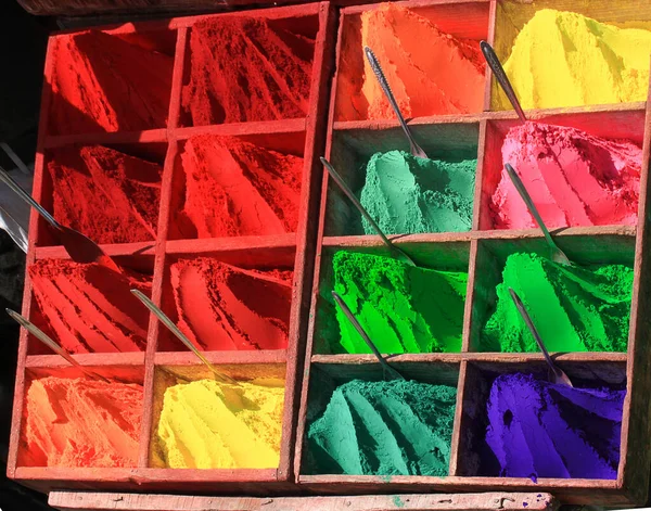 Montones Coloridos Tintes Polvo Utilizados Celebración Holi Nepal India —  Fotos de Stock