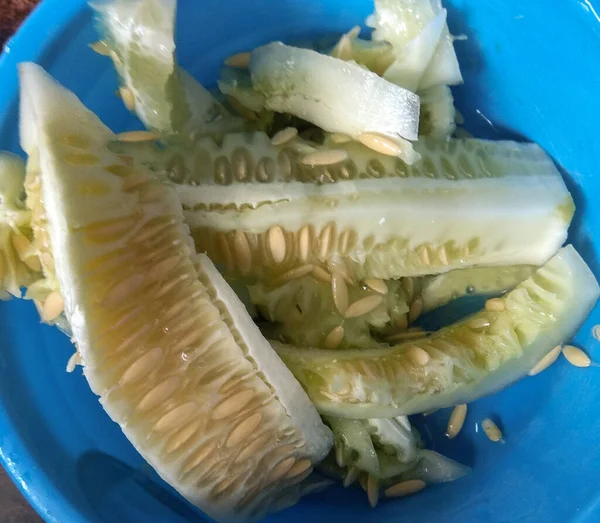Natural Cucumber Cream Serum Heap Ripe Natural Cucumbers Nepalese Vegetables — Stock Photo, Image