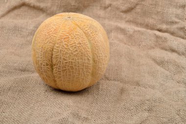 Jüt çuval sarı kavun. Sağlıklı beslenme. Biyo gıda grubu arasında