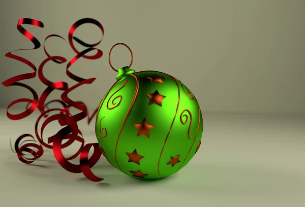 Detalle 3D de globo de Navidad verde con delicados ornamentos en él —  Fotos de Stock