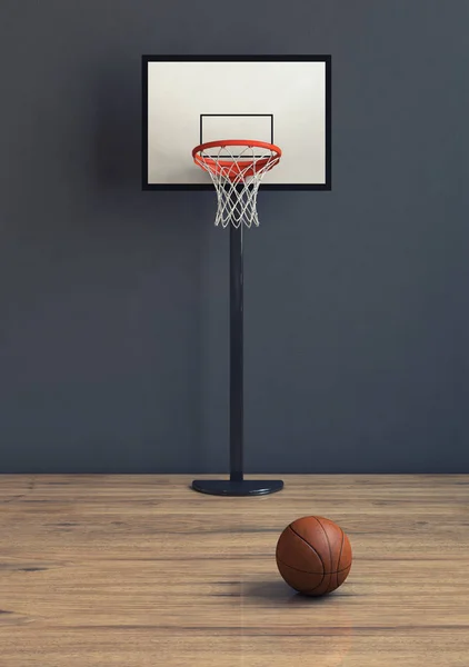 Playing basketball in indoor court.