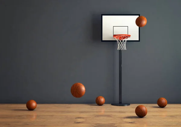 Jogando basquete em quadra indoor . — Fotografia de Stock