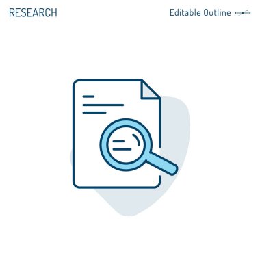 Belge arama simgesi, sözleşme detaylarını inceleyin ve analiz edin, Büyüteç, Şirket ofis dosyaları, Düzenlenebilir felç