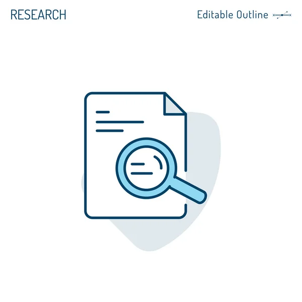 Document Zoeken Pictogram Onderzoek Analyse Van Contractgegevens Vergrootglas Corporate Business — Stockvector