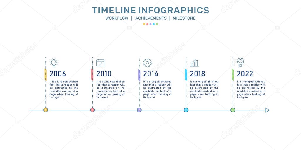 Timeline Infographics, Milestone Infographics, Process flow, Business development process 
