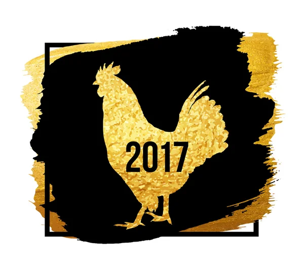 New Year card with golden rooster — Stock vektor