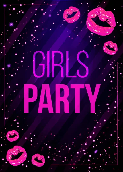 Mädchen Nacht Party Plakat Illustration — Stockvektor
