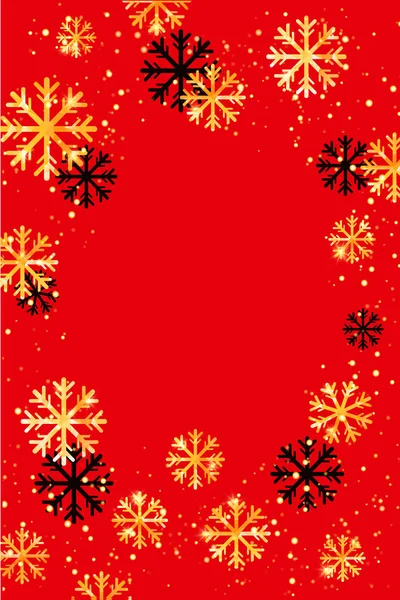 Kerstmis of Nieuwjaar achtergrond met gouden sneeuwvlokken. Abstract vectorillustratie. Gemakkelijk bewerkbaar modern sjabloon. — Stockvector