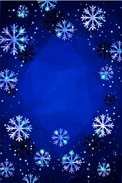 Kerstmis of Nieuwjaar achtergrond met gouden sneeuwvlokken. Abstract vectorillustratie. Gemakkelijk bewerkbaar modern sjabloon. — Stockvector